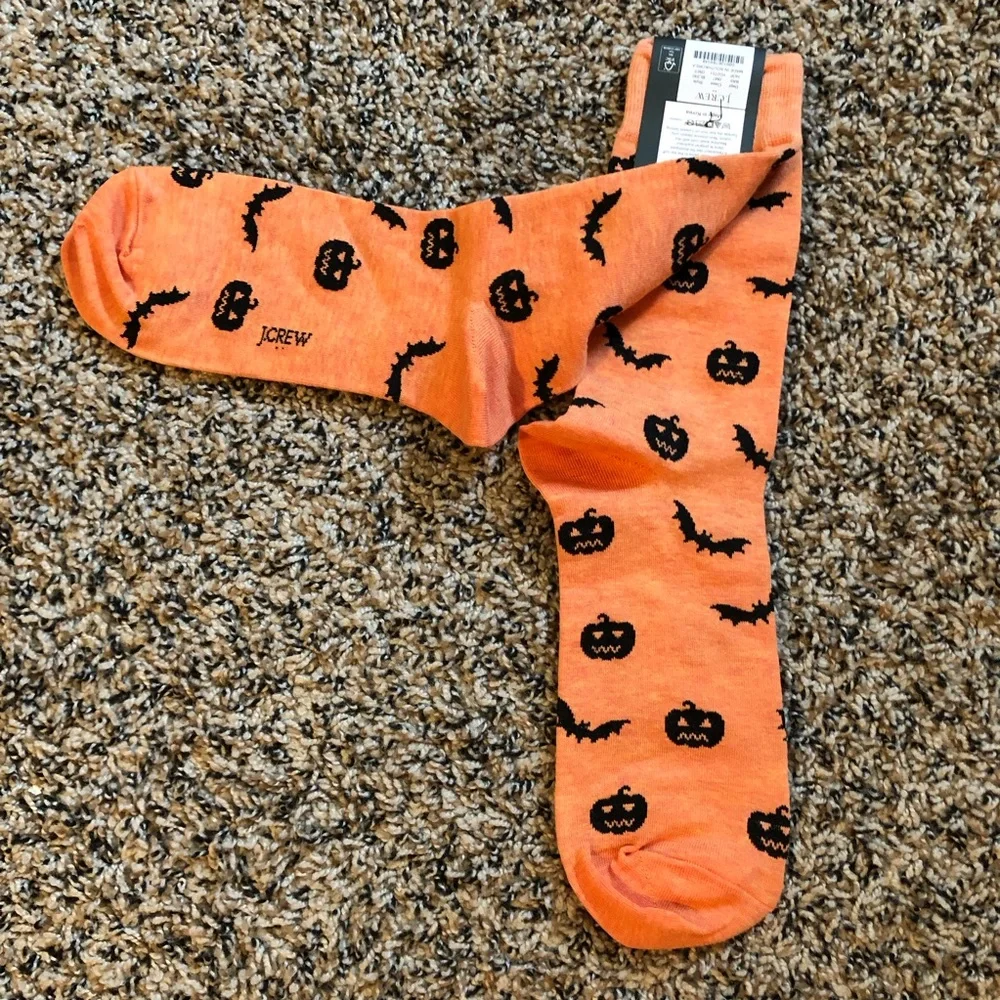 NWT J. Crew F Halloween socks bats & jack’o’lanterns heather OS